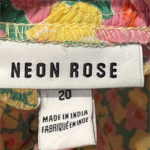 ASOS Neon Rose Milkmaid MIDI Tea Dress Women’s Plus Size 20 Ditsy Floral Print - Picture 7 of 8